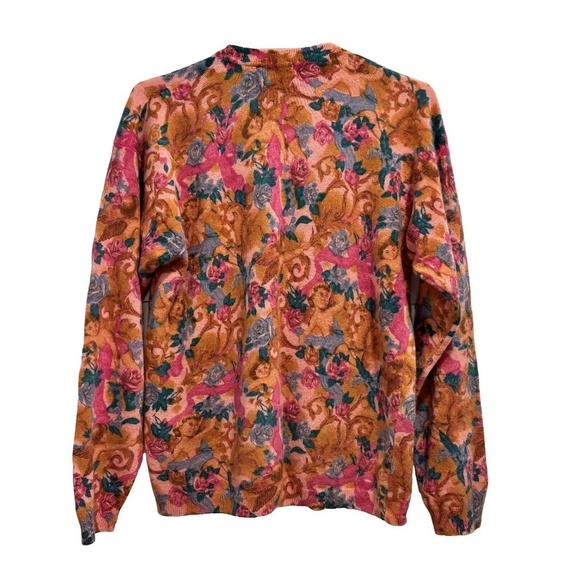 Vintage wool angora nylon blend sweater with cherub pattern sz L (fits smaller) - Picture 3 of 14